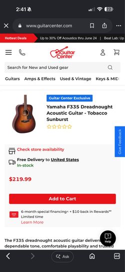 Yamaha F335 Acoustic Guitar