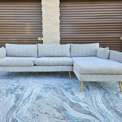 Mid-Century Modern Gray / Grey Sectional Sofa / Couch - Free Delivery