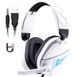 Gaming Headset Wired Noise Cancel Mic LED Stereo for PS5 Xbox PC