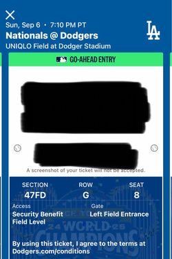 Dodgers vs. Washington - Sunday 9/6