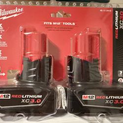 Milwaukee M12 Red Lithium XC 3.0 Batteries