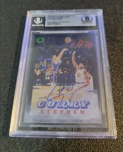 #/30 BGS Stephen Curry Auto Authentic Autograph Orrett's X Volcy Strachan Custom vs Knicks