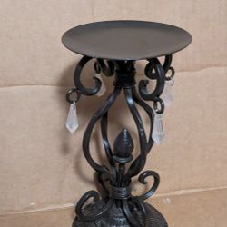 Candle Holder Metal Brass Stand Plastic Tear Drops 9" H 4.5" W