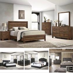 4- Pc Bedroom set Dresser,Mirror  Nightstand (1) Queen size bed frame  Not including Mattress and Box Sp