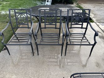 Three Outdoor Patio Chairs - Metal - Wrought Iron ?