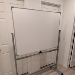 Lorell Magnetic Dry-Erase Whiteboard Easel, 36" x 48", Aluminum Frame With Silver Finish