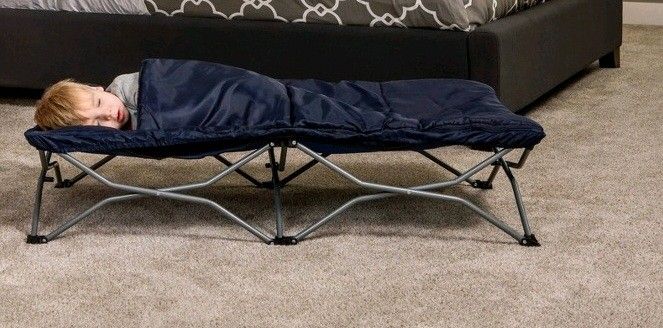 Regalo My Cot Deluxe Blue Portable Toddler Bed With Sleeping Bag