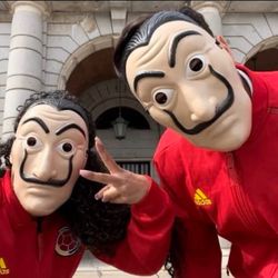money heist mask salvador Dali Cosplay halloween Dali mask Realistic Movie Prop Face Mask… 2pack