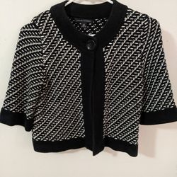 Black & White Cropped Cardigan Sweater (XS)