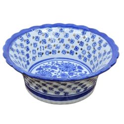 Vintage 1700s Blue White 6" Chinoiserie Reticulated Ceramic Bowl