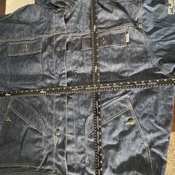 Pre Owned  FUBU Denim Jacket  Blue  Men Size 5XL  I have not tried to wash stains.