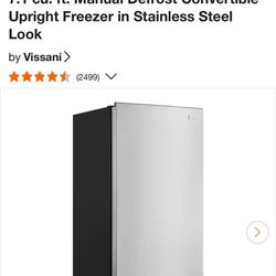 Vissani 7 Cu. ft. Convertible Upright Freezer/Refrigerator