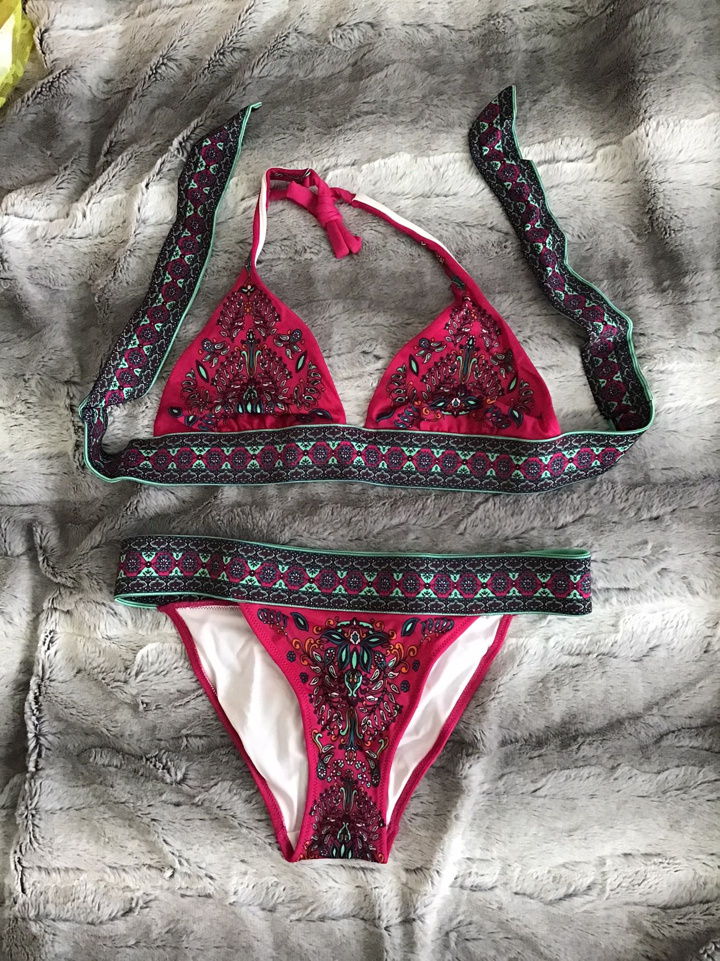 Victoria’s Secret Red Pink Green Mint Boho Swimsuit Bikini NEW
