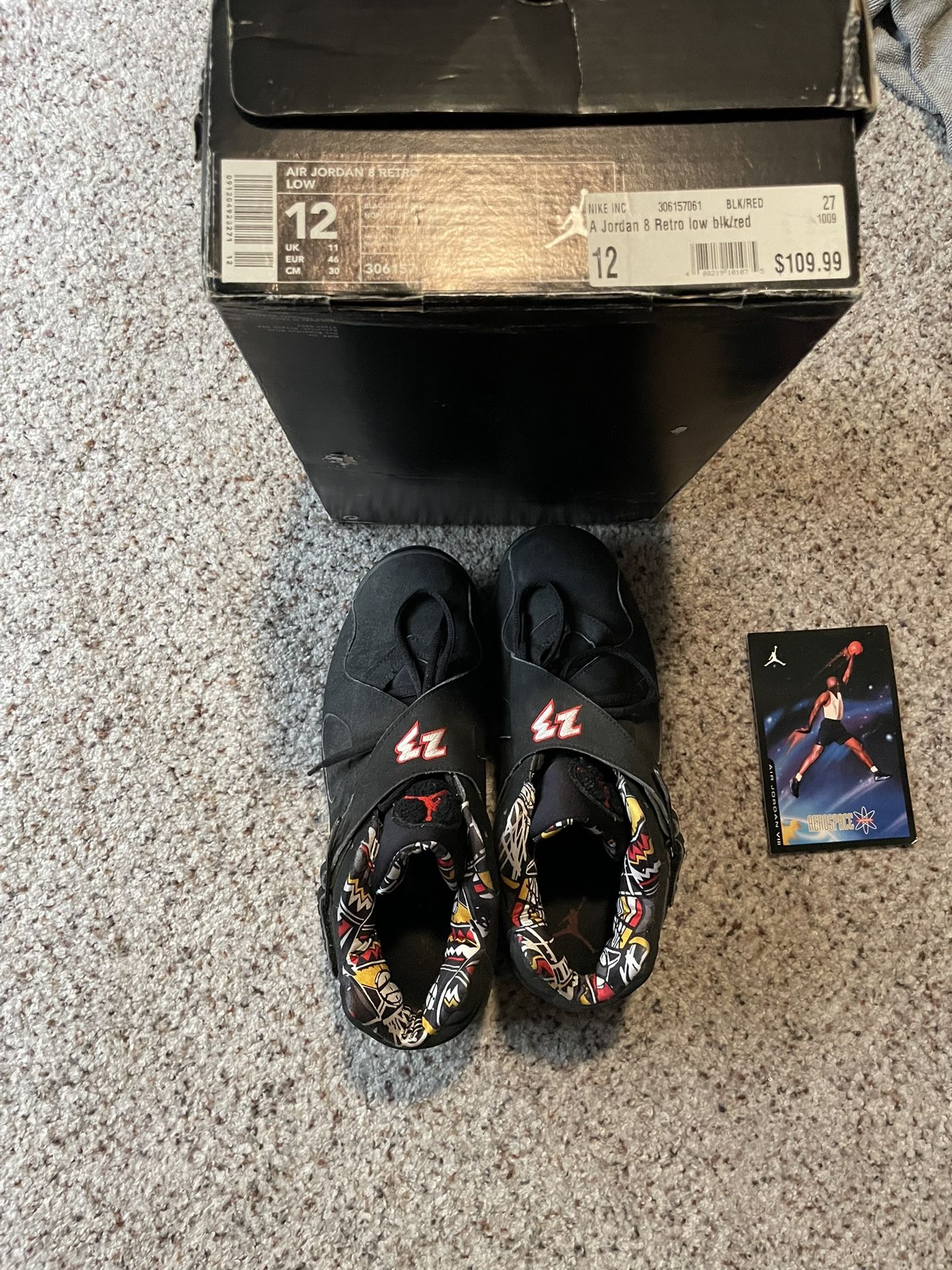 Air Jordan 8 Retro Low Black/red Sz 12