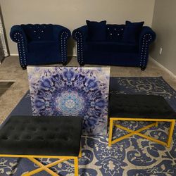 3 Royal Blue Couch Set