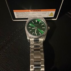 Green Face Steel 40mm Watch