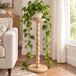 Wood Plant Stand Side End Table Size 24" Tall, Diameter 9" New Condition