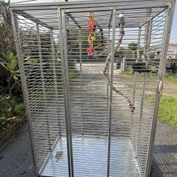 Extra-large, stainless steel parrot or bird cage. 