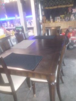 Wood Table With Brass Feet