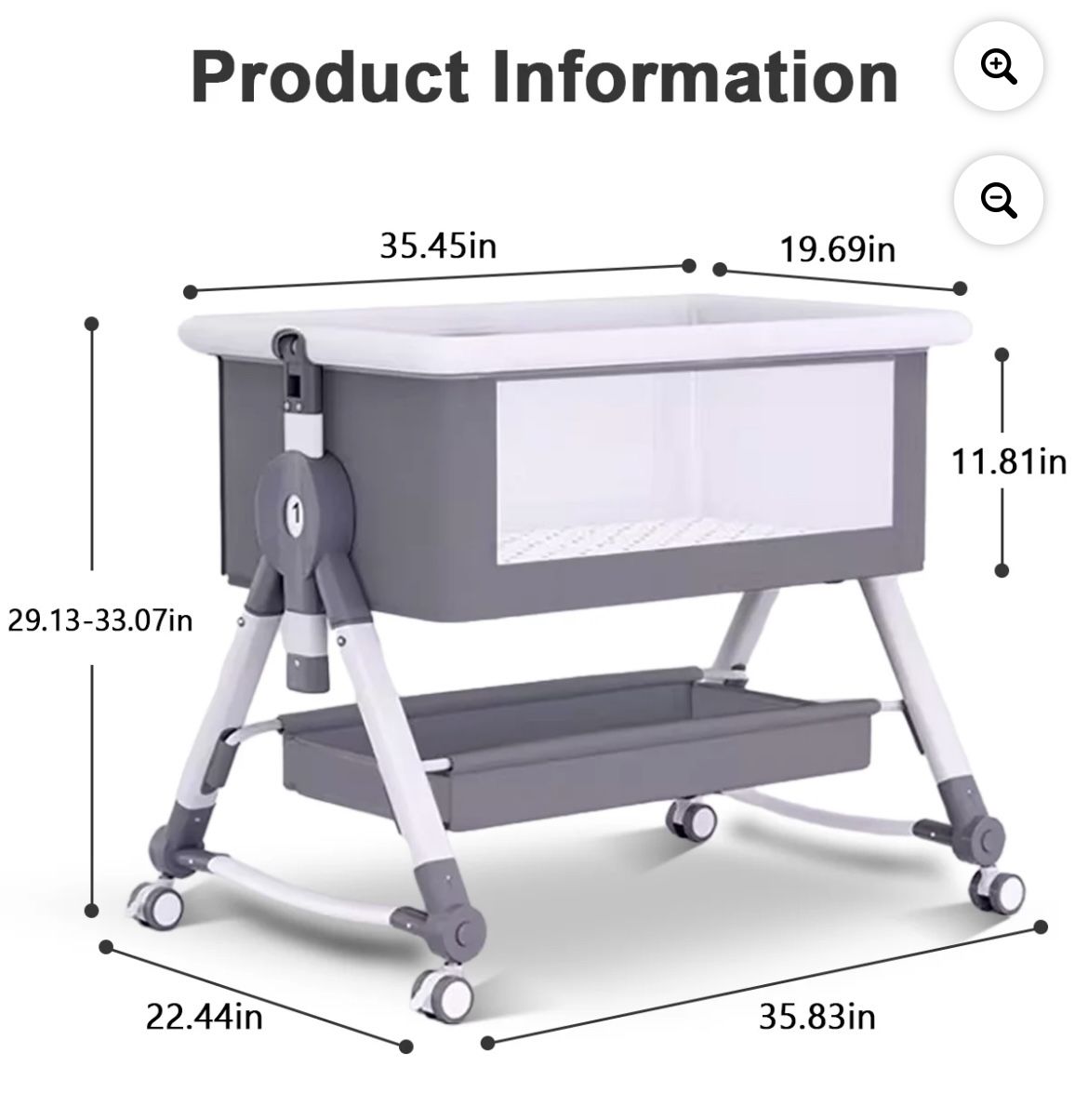 BRAND NEW - 4 in 1 Liyufly Baby Bassinet - Gray
