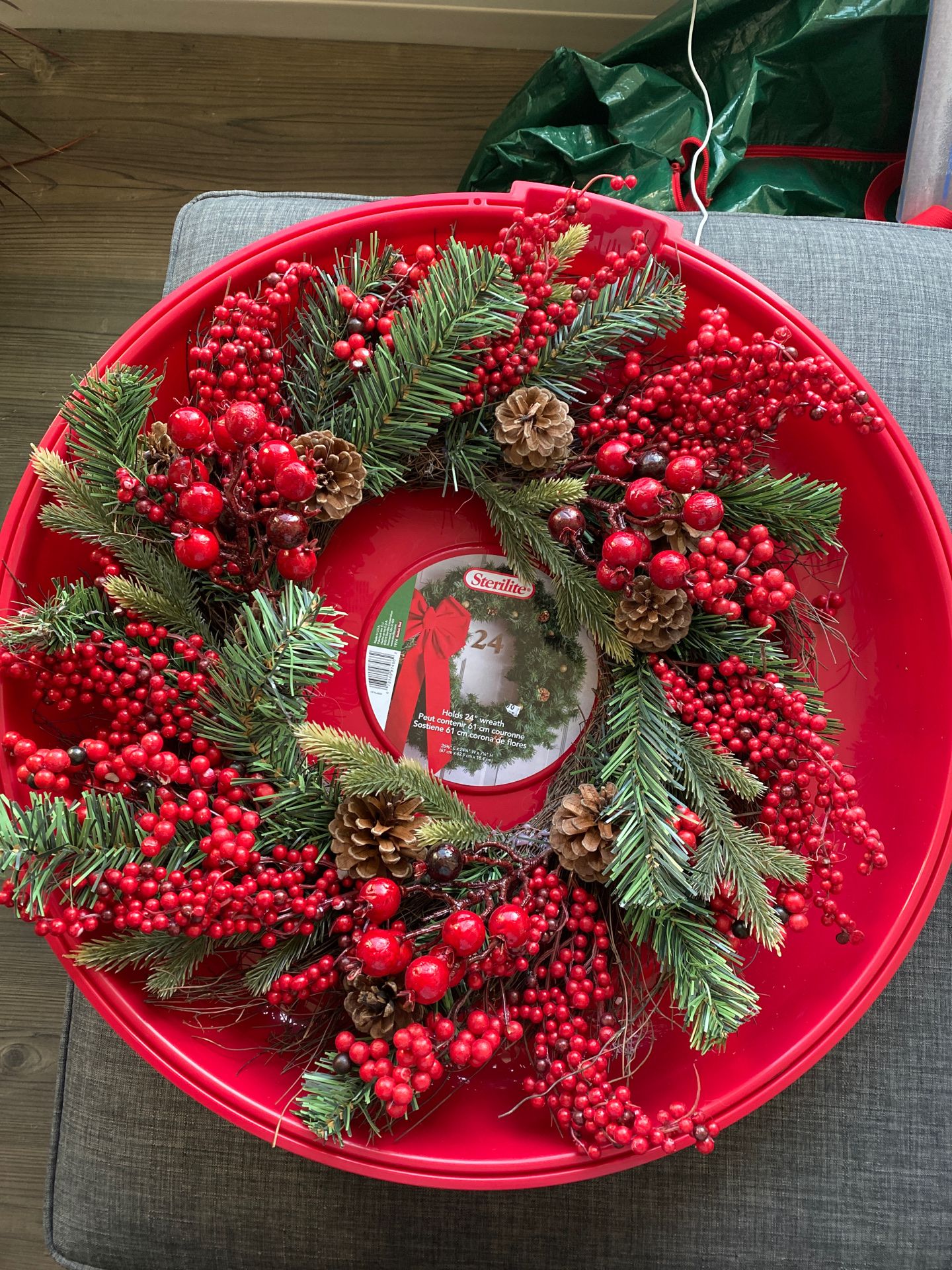 Christmas wreath and holder
