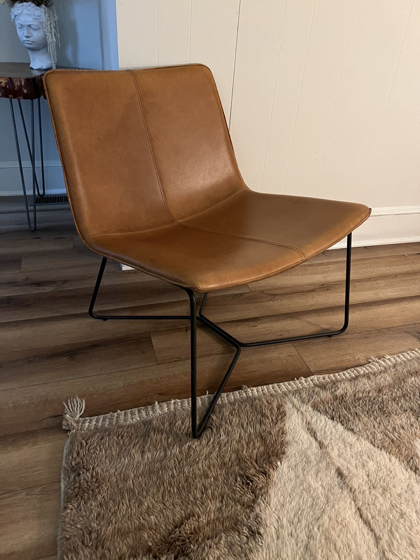 West Elm Slope Leather Lounge Chair, Nut, Saddle Leather