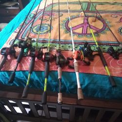Lot Of Stuff  Spinning Rods And Reels And Bait Caster 