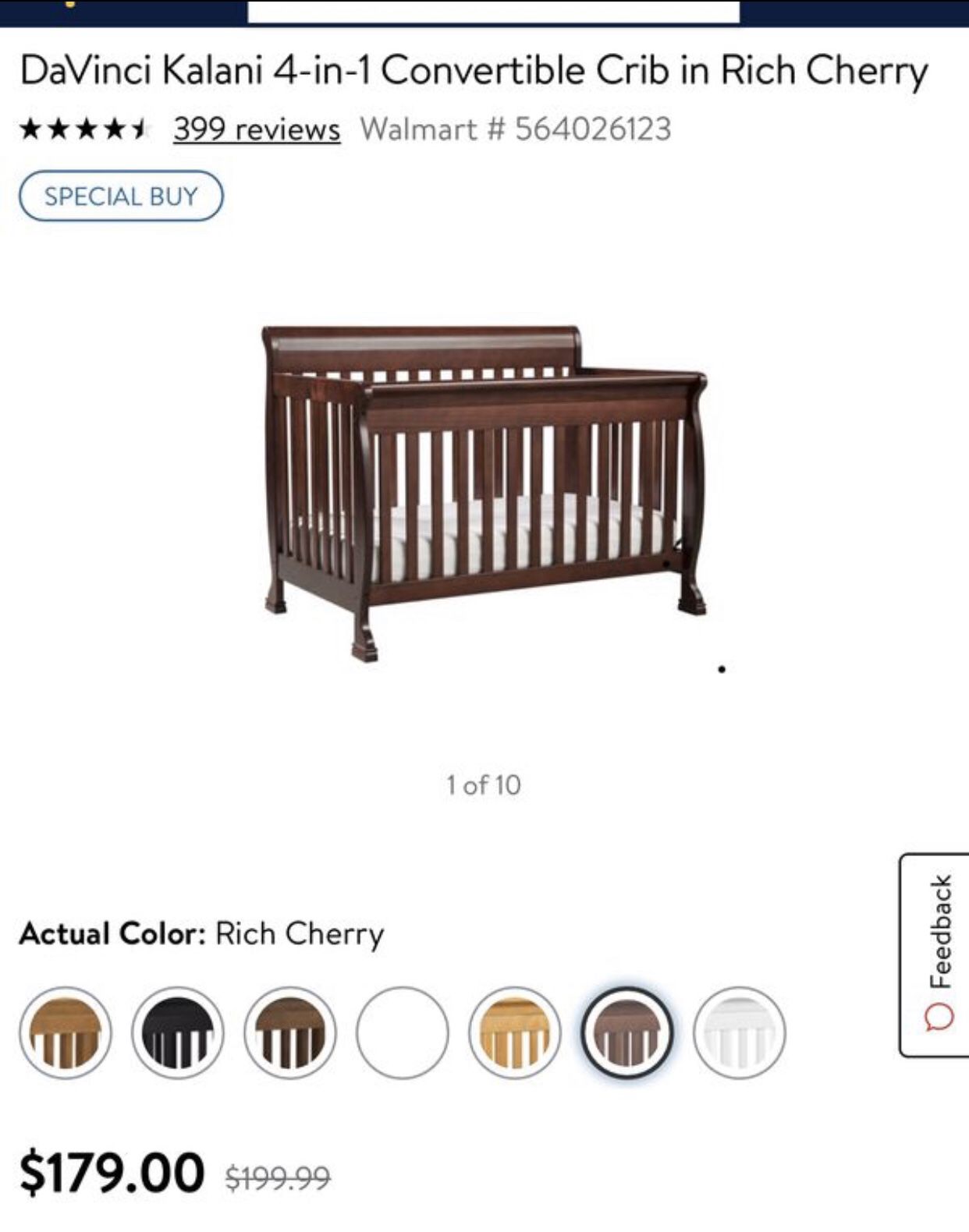 Baby crib 4 in 1 convertible