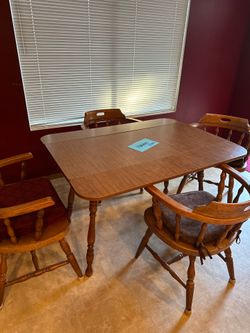 Wood dining table and four chairs