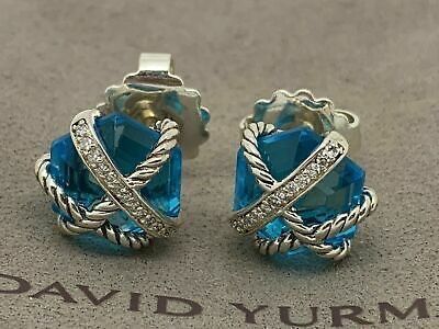 David Yurman Blue Topaz Wrap Diamond Earrings