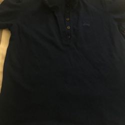 Navy Blue Burberry Collar Shirt