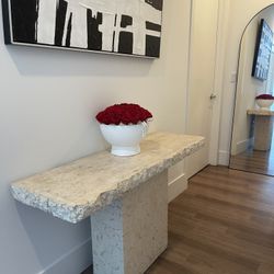 Italian Travertine Console Table