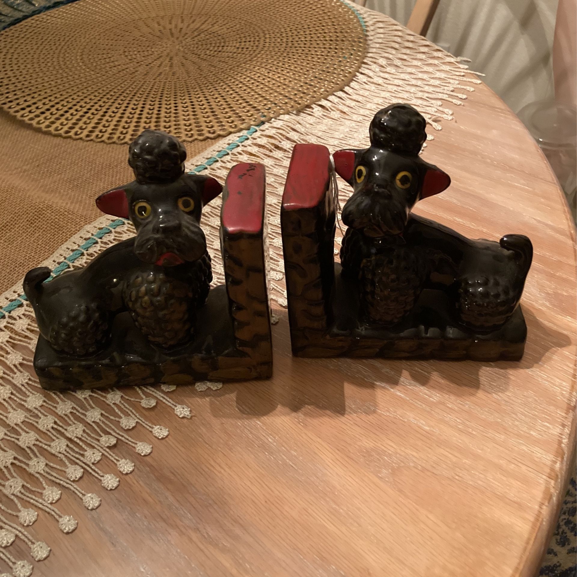 Vintage Ceramic Poodle Bookends