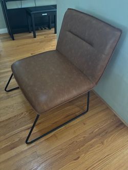 Espresso Brown Faux Leather Accent Chair – Modern Industrial Style