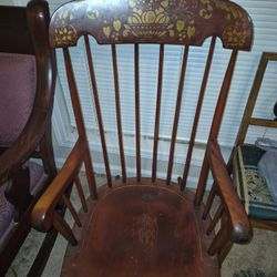 Vintage 1960’s Nichols & Stone Stenciled Maple Wood Rocking Chair