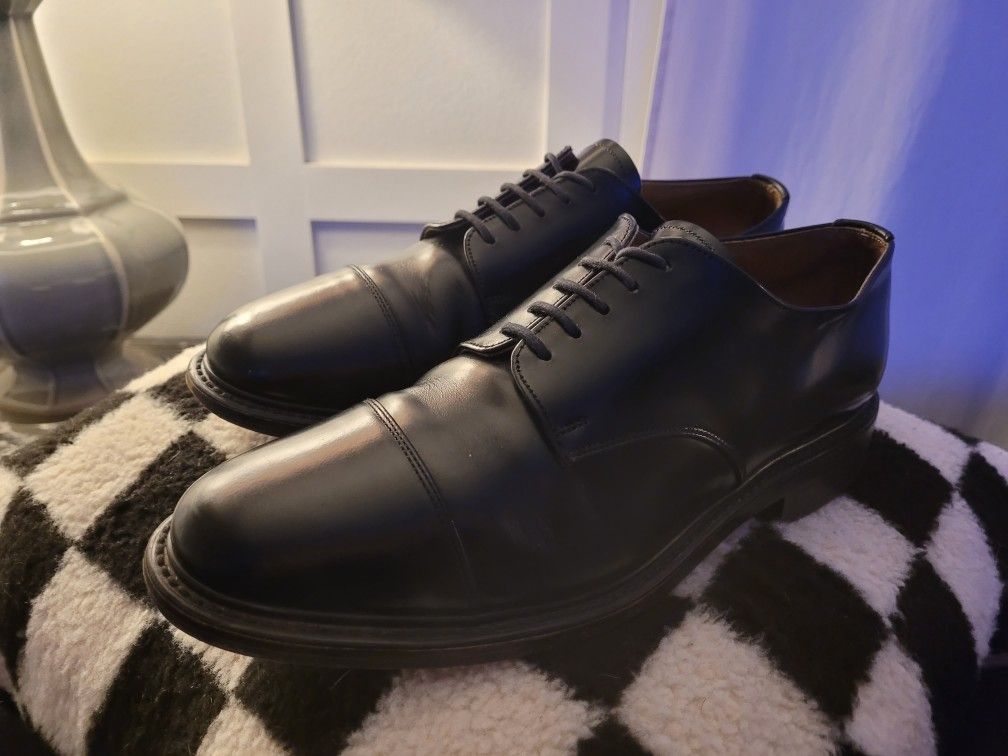 Mens Black J.CREW Ludlow Cap Toe Leather Oxford Dress Shoes US Size 9. 5