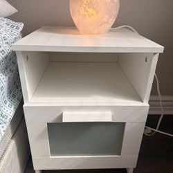 Set of 2 IKEA BRIMNES Nightstands - White with Glass Drawer