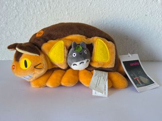 Studio Ghibli My Neighbor Totoro Cat Bus House Plush 10" & Totoro Plush 2" NWT