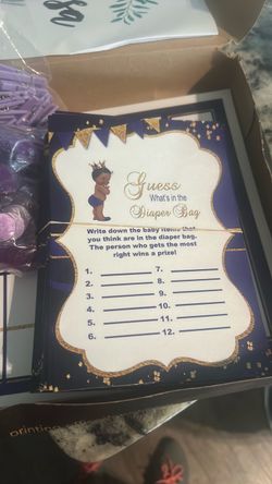 Baby Shower Diaper Bag Guess Game Cards