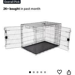 Large dog Cage+pillow-top + Food Water Dish 
