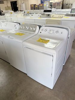 GE White Top-Load Washer and Dryer Set