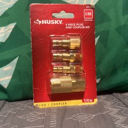  Husky 1/4 in. Industrial NPT Plug and Coupler Kit (4-Piece)