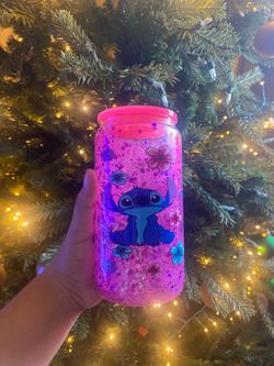 Pink Stitch Glitter Cup