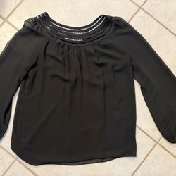 Max Studio Women’s Long Sleeve Sheer Lined Blouse Medium