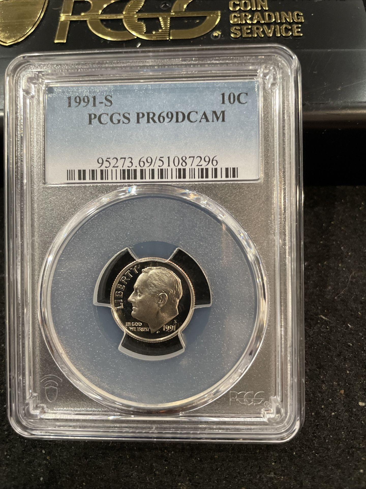 1991 S Gem Proof Roosevelt Dime Graded At PR69 With A Deep Cameo 1-7