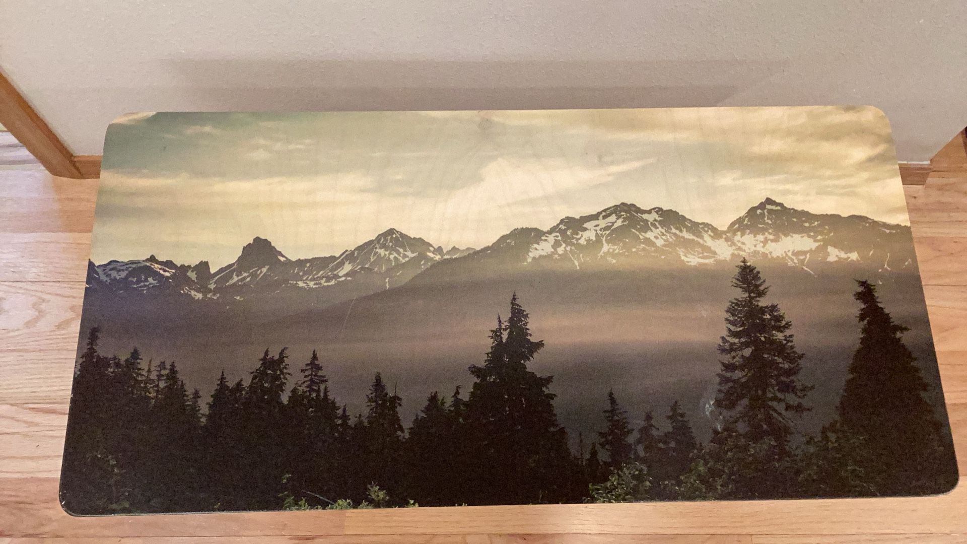 🏔️ Mountain Landscape Table – Rustic Modern Accent / Desk – Great Condition 🏔️