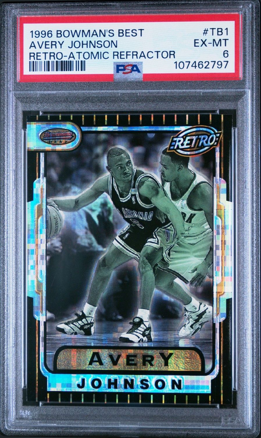 1996-97 Bowman’s Best Retro #TB1 Avery Johnson ATOMIC REFRACTOR RARE Parallel Card - GRADED PSA 6 EXCELLENT-MINT CONDITION