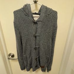 New Hollister Mens S Cardigan Sweater With Hoodie Long Sleeve Gray