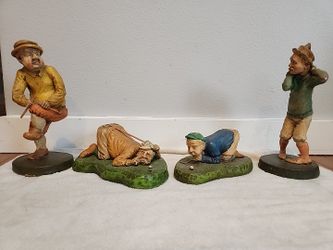 Collection Lot Vintage Ideal Originals USA Humorous Chalkware Golfers Sculptures