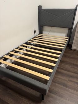 Twin Upholstered Bed Frame with Headboard